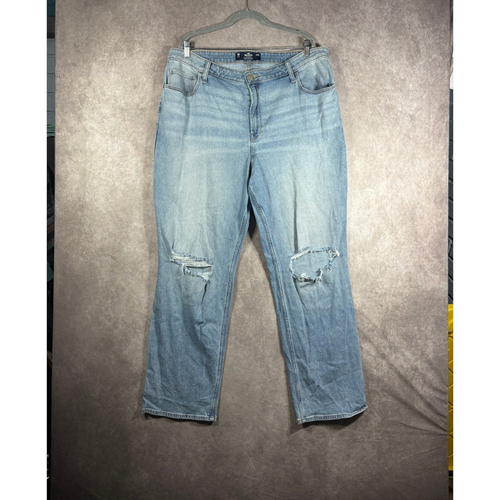 Hollister Jeans Women 18R Light Blue Ultra High-Rise Dad Jean Distressed Stretch